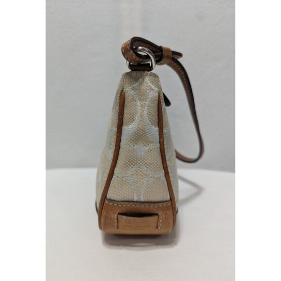 SOLD***Vintage Coach Signature Demi Mini Shoulder Bag Canvas Leather Cream 6094 - Picture 4 of 12